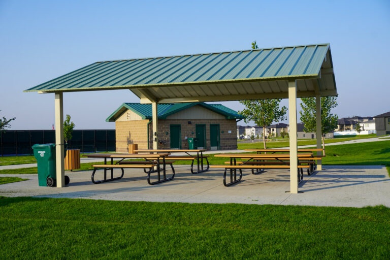 picnic shelter with four tables at Elk Ridge Park