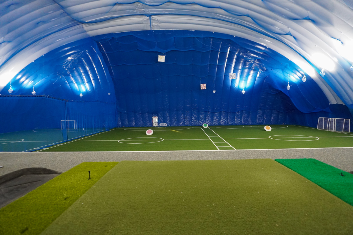 Toptracer Range - view from the mat of the field with targets to aim for