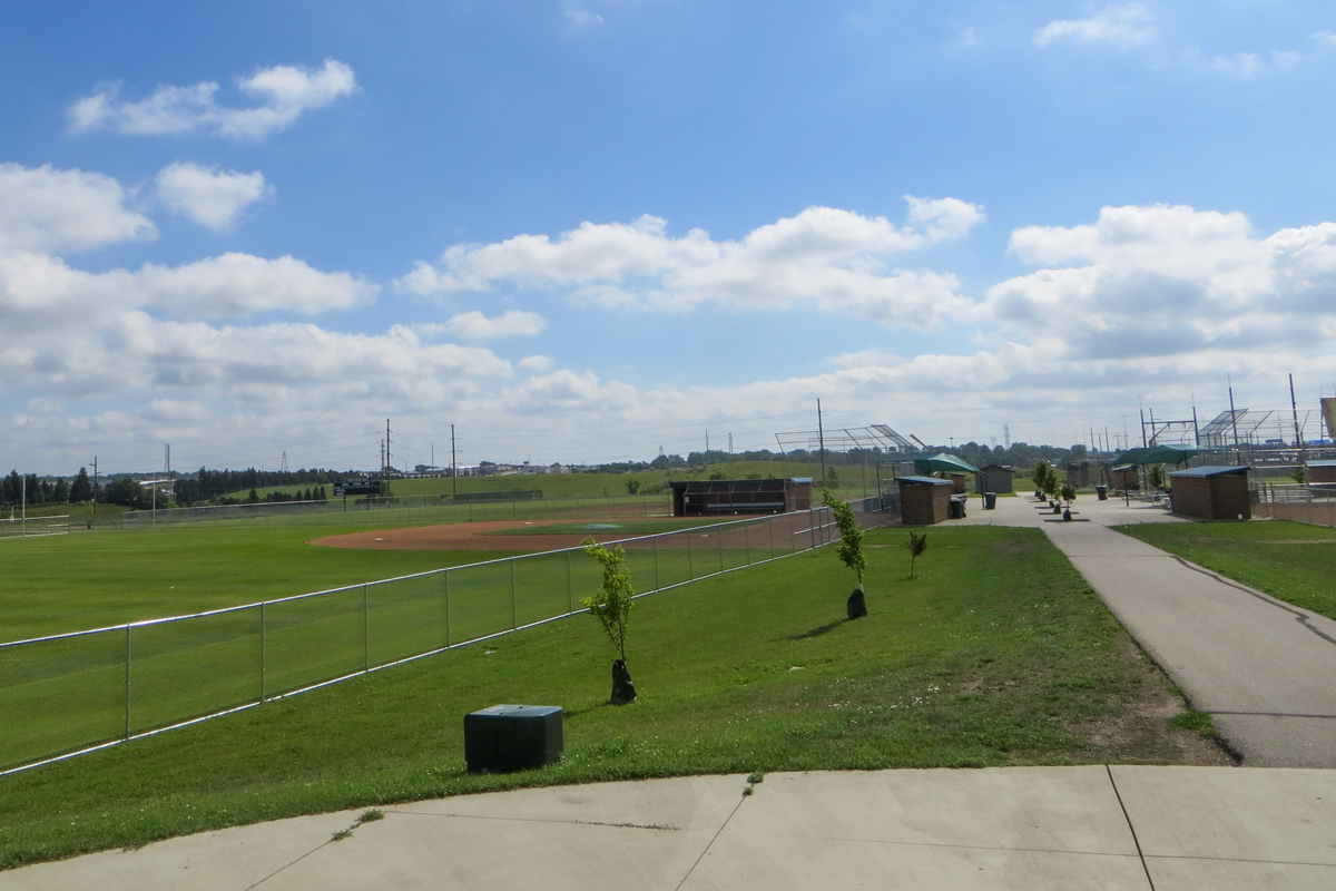 wide angle view of a baseball field