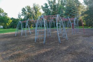 silver and red playground at Sons of Norway Park