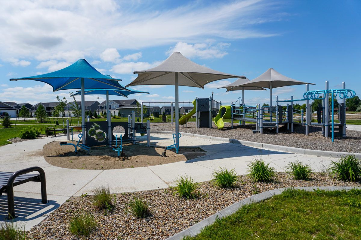 blue and green playground at South Meadows Park