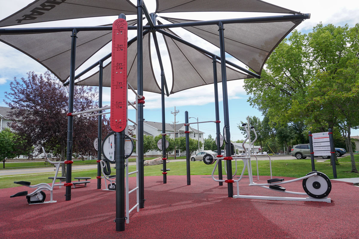 Jaycee Centennial Park AARP FitLot (outdoor fitness park) - view from jump touch