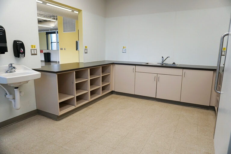 kitchenette inside an indoor community center