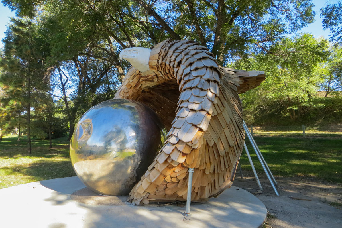 Reflections eagle sculpture at Steamboat Park